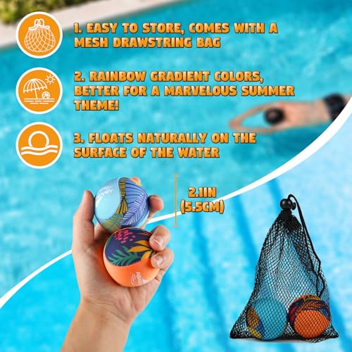 AIBAOBAO Wasserball, 2 Stück Wasserball für Kinder Erwachsene, Wasserhüpfball, Wasserbälle Wiederverwendbar 5.5 cm,Springen auf Wasser, Wasserspielzeug Kinder für Schwimmbad Strand und Meer