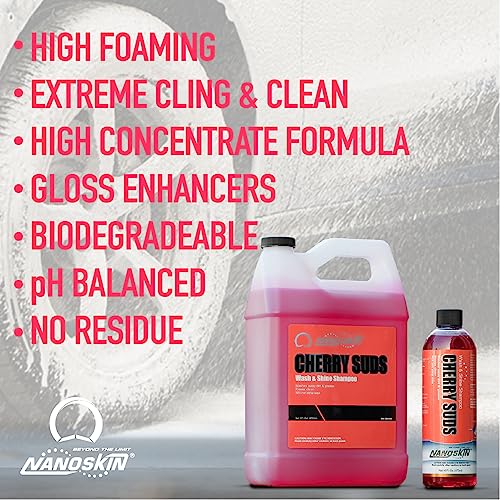 Nanoskin NA-CSS640 Cherry Suds Foaming Car Wash Concentrated Shampoo 5 Gallons For Foam Cannons, Foam Guns, Bucket Washes | Pressure Washer Safe, Cherry-Scented Soap thumb #1