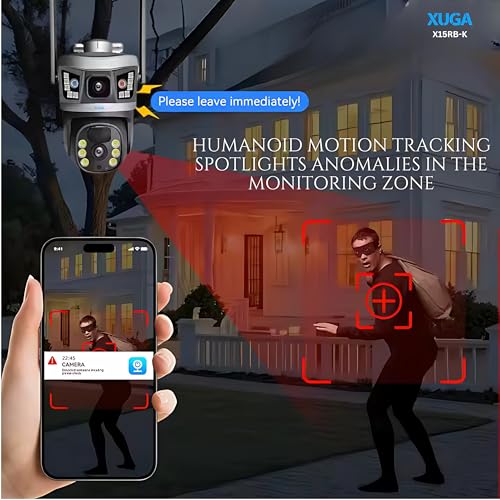 Image of XUGA - Cybernautt X15RB-K 6MP Dual Lens PTZ 4G Sim Wireless Outdoor CCTV Camera with Dual View | 360 | Night Vision | Siren Alarm| Outdoor | Gym | Farm | Home | Weatherproof | Use Air-tel 4G Sim