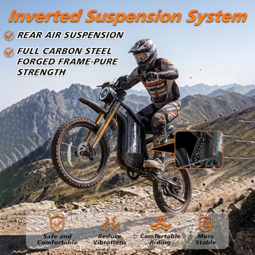 Image of HAPPYRUN G18pro Electric Dirt Bike for Adults - 4500W Peak Motor 60V 35Ah Battery, 38 mph Top Speed, 75 Mile Range, 5-Level Speed Control, Full Suspension, Hydraulic Brakes