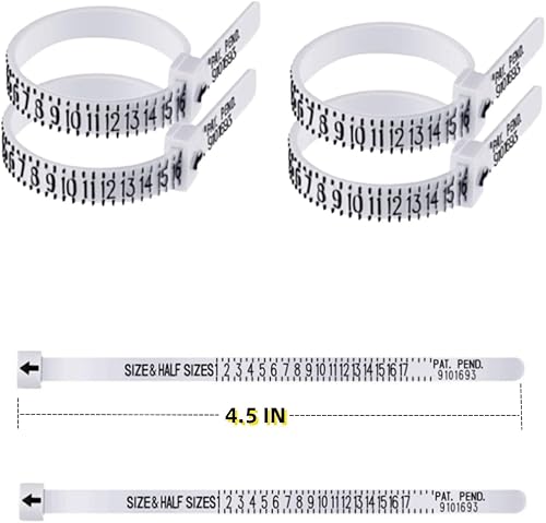 Miniatura 2 de 2 herramientas de medición de tamaño de anillo blanco, herramientas de medición de tamaño de dedo, tamaño de anillo 1-17, herramientas de medición