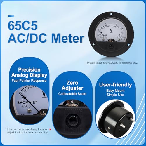 Image of BAOMAIN 65C5 DC 0-15V Class 2.5 Analog Panel Volt Meter