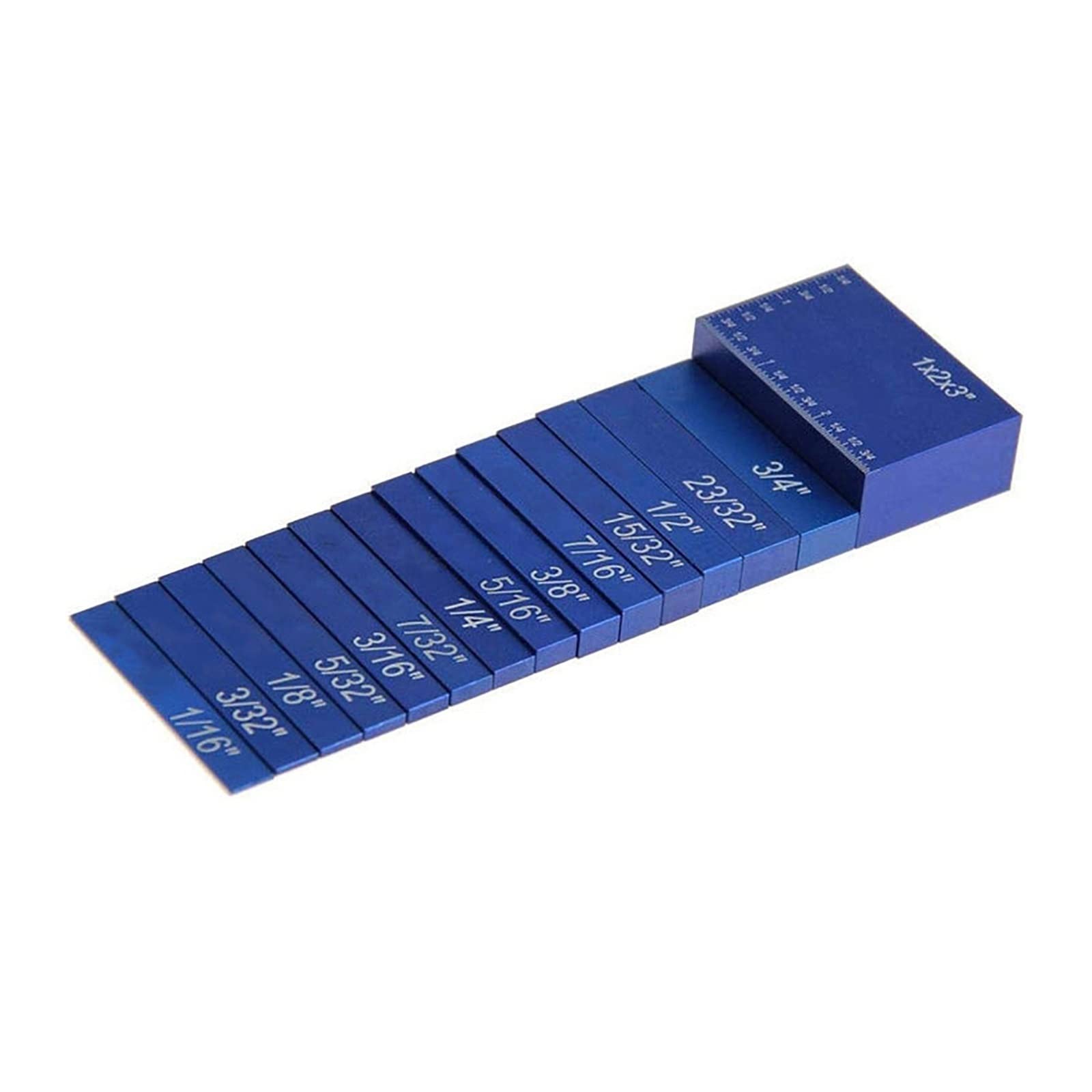 Gauge Block, 15pcs Setup Blocks Height Gauge Set Precision Aluminum Setup Bars for Router and Table Saw Accessories 1/16" Woodworking Set Up(Blu)