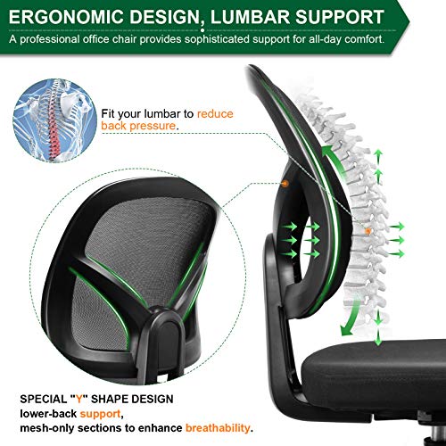 Kolliee Armless Office Chair Mesh Ergonomic Small Desk Chair Armless Adjustable Swivel Black Computer Task Chair No Armrest Mid Back Home Office Chair For Small Spaces #TOP5