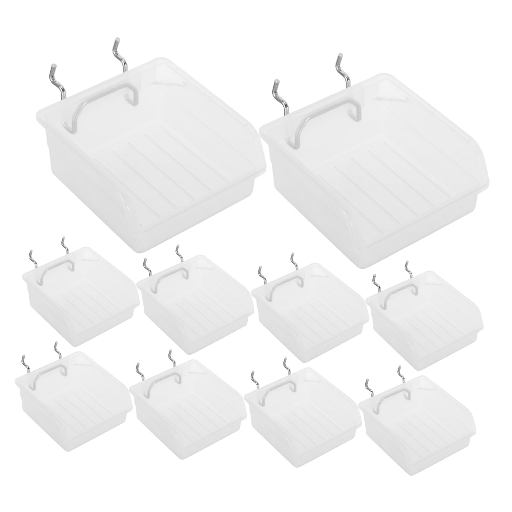Set 10 Pezzi Contenitori Plastica per Organizer Pegboard con Ganci in Acciaio Inossidabile, Design a Bocca Inclinata e Resistenza al Carico, per Banco da Lavoro e Garage