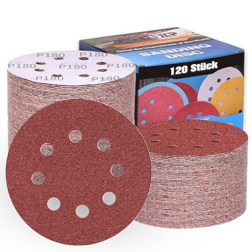 ALPXUXP 120 Pezzi Dischi Abrasivi 125mm Rosso per Levigatrice