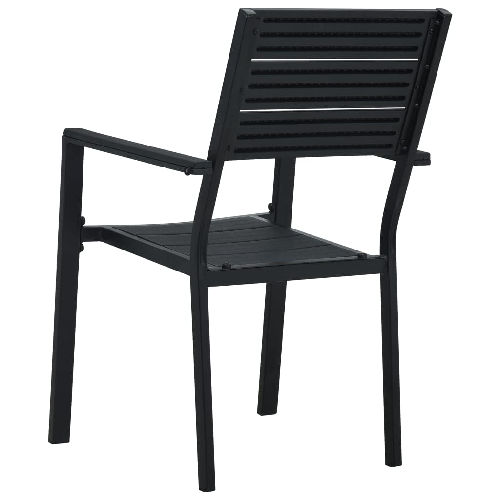 Krzesła ogrodowe 2 szt. czarne HDPE wygląd drewna | Stalowa rama 62 x 55,5 x 88,5 cm, łatwa do czyszczenia, na patio i taras