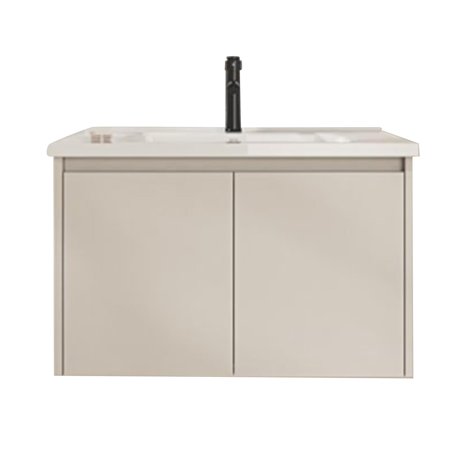 CHICIRIS Elegancka Szafka łazienkowa i Umywalka Nowoczesna Szafka ścienna do Wszechstronnego Wyposażenia łazienki w Kolorze Kremowym z Aluminium i Materiałami Ceramicznymi