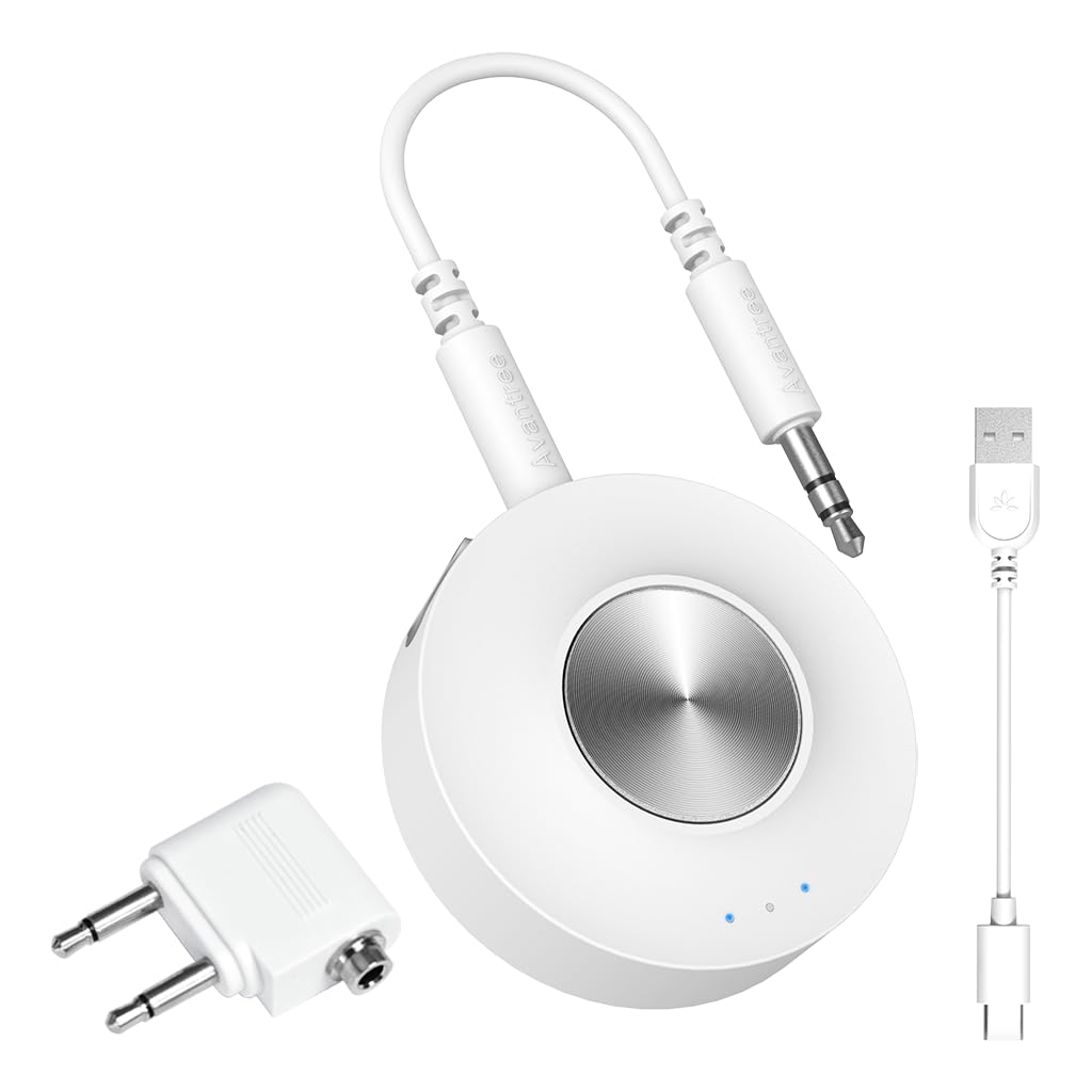 Avantree SoundJet R2 – Bluetooth 5.3-Adapter für Flugzeug und PC, unterstützt Airpods (Pro) und Bluetooth-Kopfhörer, aptX Adaptive & Low Latency, kabelloser Audiosender für den Flug