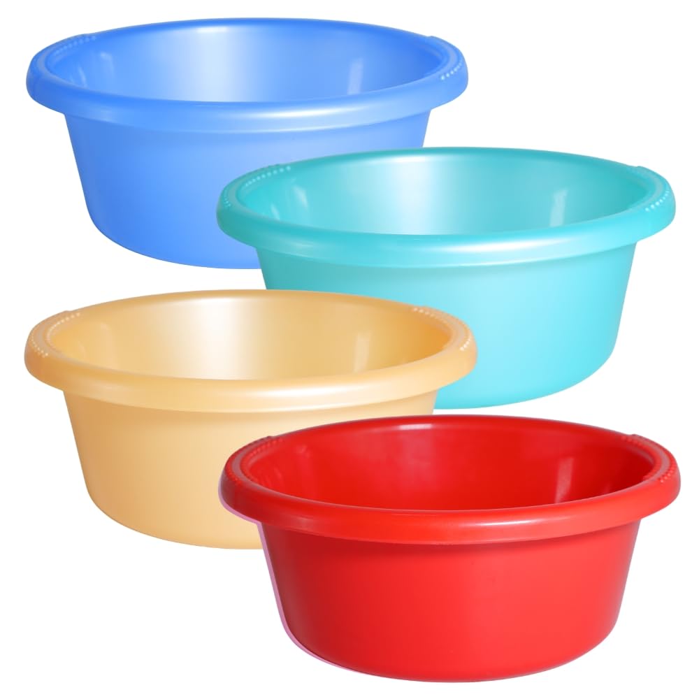 Sunaira Mikso Multipurpose Round Plastic Bowl 750 ml |Mixing,Serving,Washing Fruits Vegetables,Hair Colour,Dough and Food Storage|Food Grade,Stackable|Kitchen,Salon|Set of 4|Blue Green Orange Red-image-41