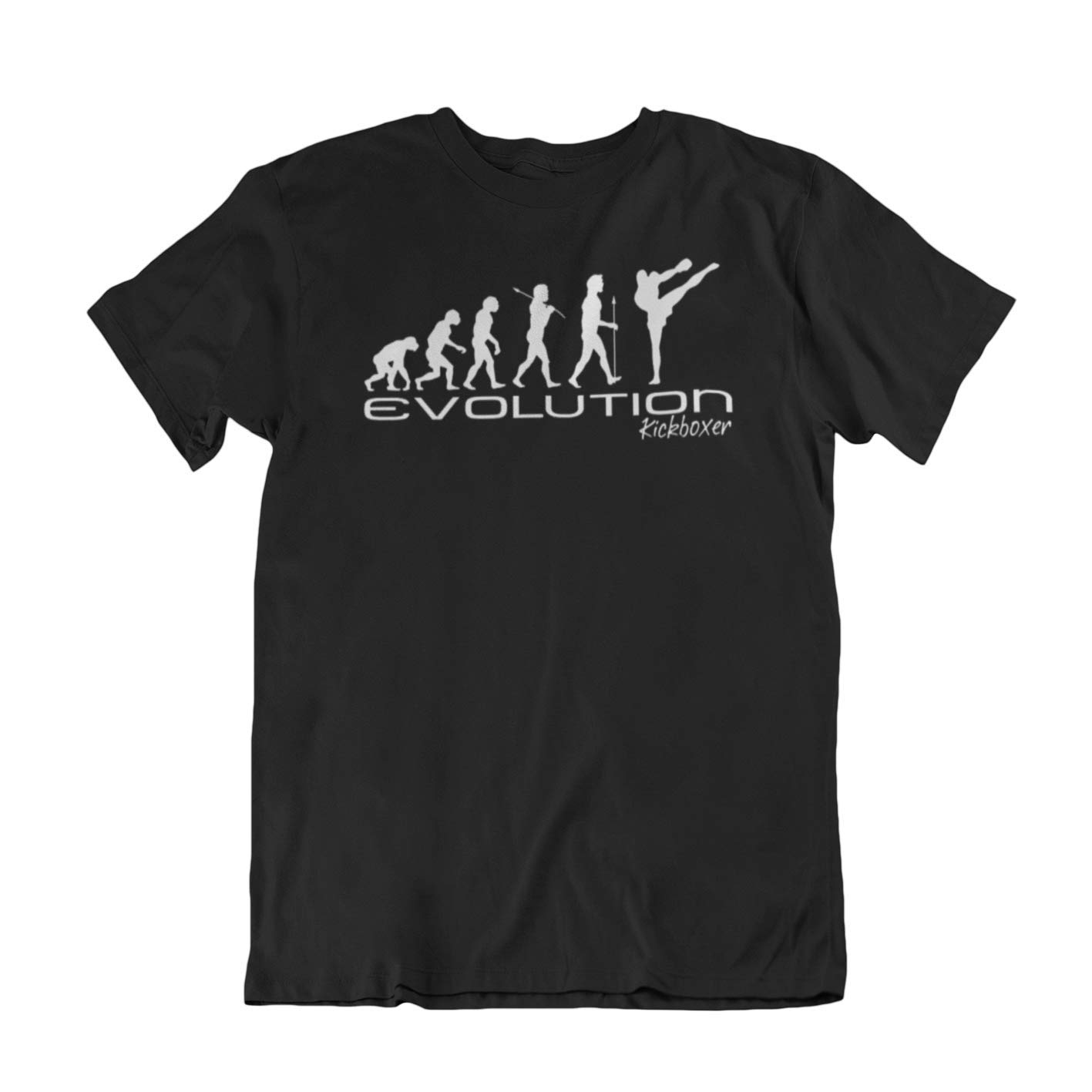 Jonny Cotton Men's Black Evolution Of A Kickboxer - Kickboxing Martial Arts Novelty T-Shirt (Medium, )