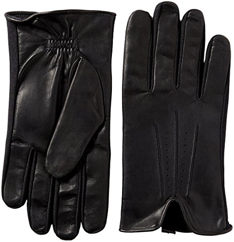 ISOTONER Men's Smartouch Stretch Glove with Leather Palm, Black, Large