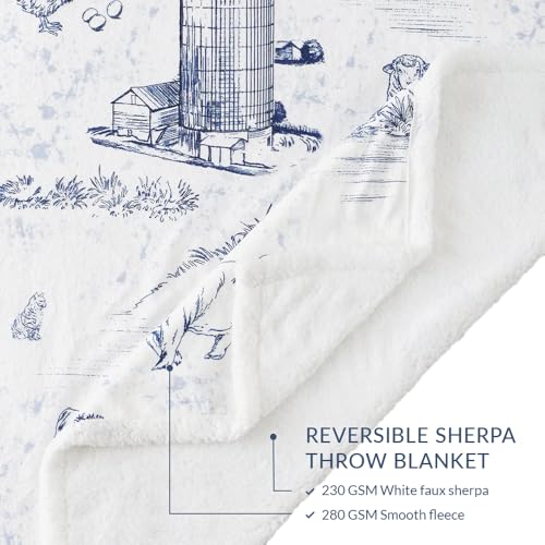 Image of Paseo Road Indigo Hill by HiEnd Accents Farm Life 54x68 Blue Throw Blanket