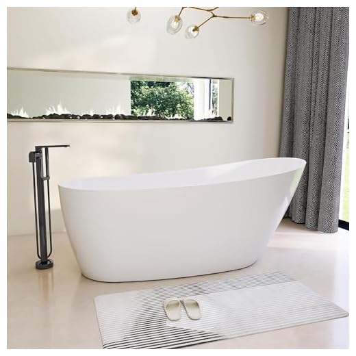 Adecab 59" High-back Acrylic Freestanding Bathtub, Stand Alone Tub, Slipper Tub, Soaking Tub, Integrated Overflow and Drain, cUPC Certified
