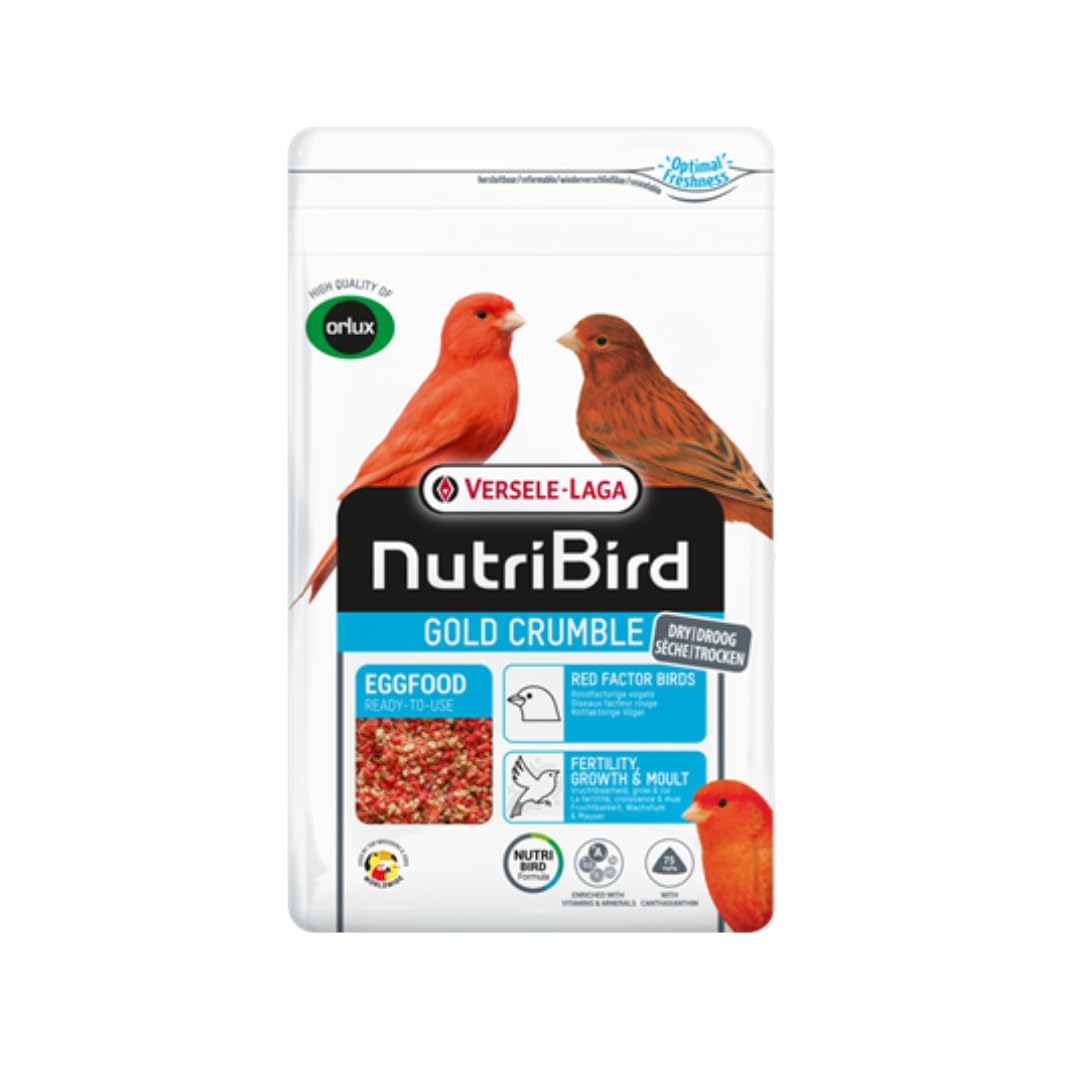 Versele-Laga NutriBird Gold Crumble Red Factor Birds | 1 kg | Dry Egg Food for All Red Ornamental Bird Species | With Vitamins and Minerals | With Lysine and Methionine
