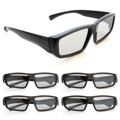 Ganzoo 4er Set 3D Passivbrille, zirkular polarisiert, Schwarz, Faltbare Scharnierbügel, Kunststoffgestell, 15 cm Brillenbreite, 15 cm Bügellänge, 20 g leicht, für Passive 3D-TVs, PC-Spiele, Filmabend