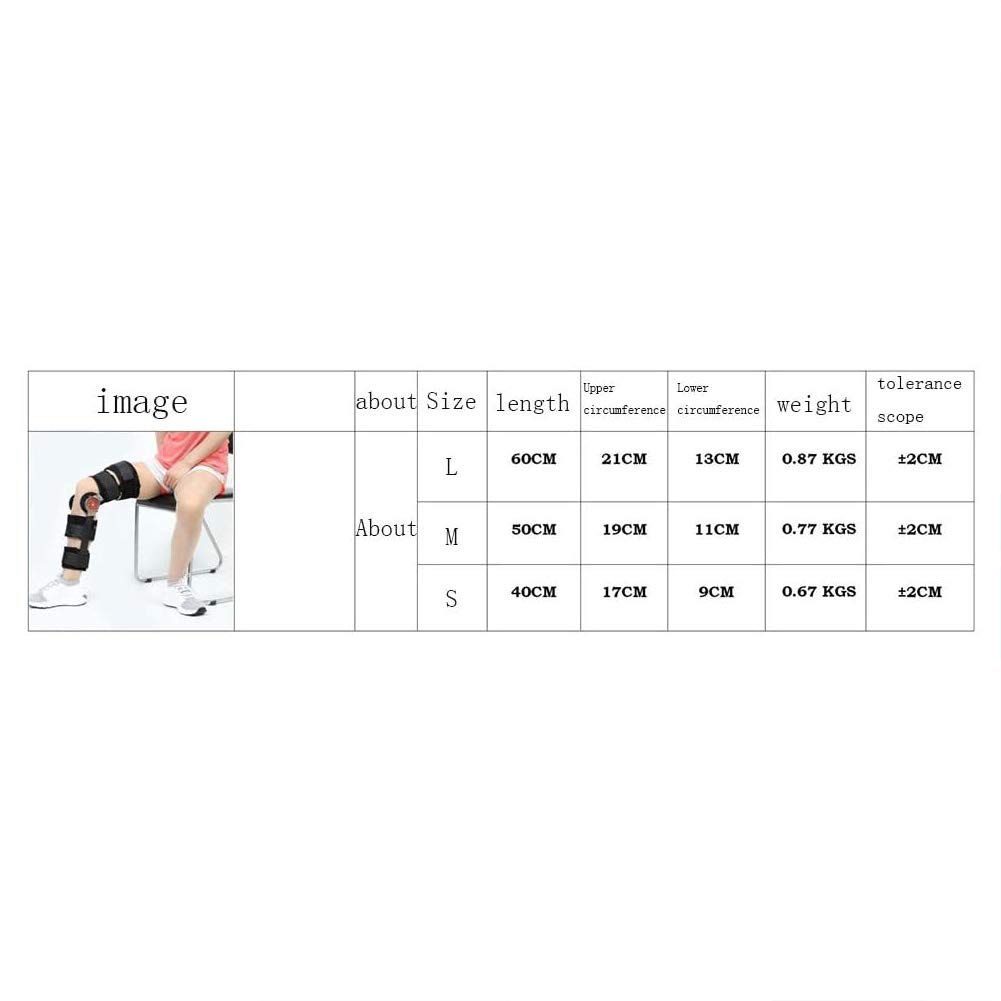 Verstellbare Knieorthese Mit Scharnier, Verstellbare Länge, Postoperative Patella-Orthese, Stabilisatorpolster, Orthesen-Schienenwickel, Medizinischer Orthopädischer Schu（L）