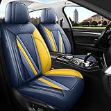Menifomory Auto-Sitzbez체ge, Vollst채ndiges Set, Leder, Vorder- und R체ckseite, vollst채ndige Abdeckung f체r Autos, LKW, SUV, Blau und Gelb (U-Blau + Gelb + Blau)