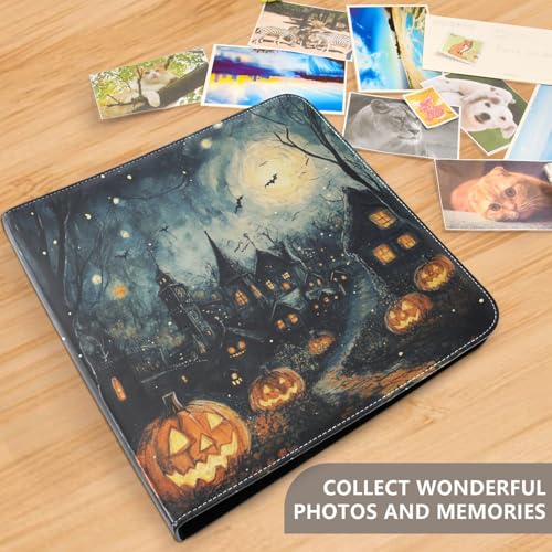 Álbum de fotos ALAZA para Halloween con cubierta de cuero sintético PU, diseño de tres anillos, para bodas, viajes y recuerdos familiares miniatura 4