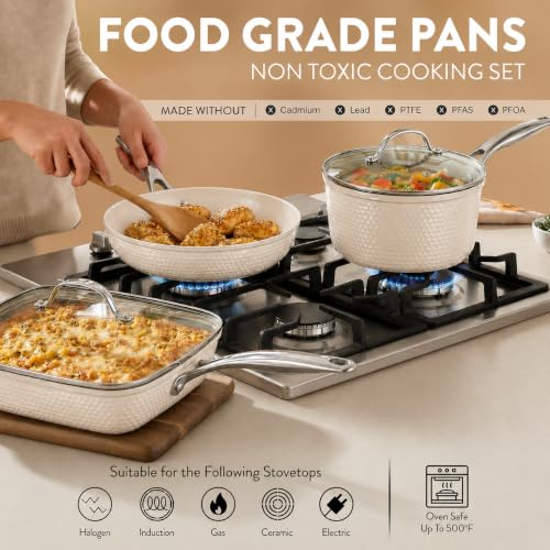 Image of GOTHAM STEEL HAMMERED 20 Pc Ceramic Cookware Set, Titanium & Diamond Coated
