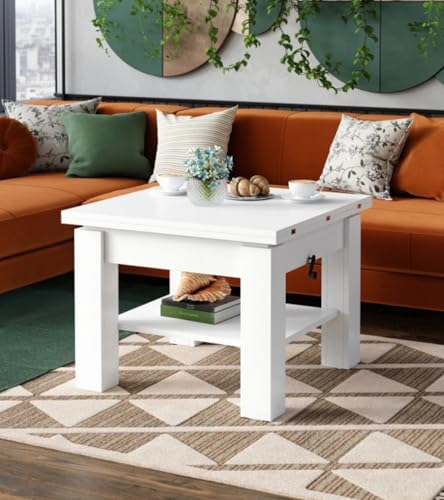 All4All Multifunktionaler Couchtisch Claris - Wohnzimmertisch Kaffeetisch – kompakte Größe - 130x75 cm – Höhenverstellbar – platzsparend – Artisan Eiche + ANTHRAZIT 05 – Bild 3