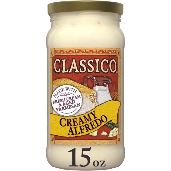 Classico Creamy Alfredo Pasta Sauce, Rich Parmesan White Sauce, Smooth Italian Pasta Sauce for Chicken & Shrimp Dishes, 15 oz (Pack of 6)