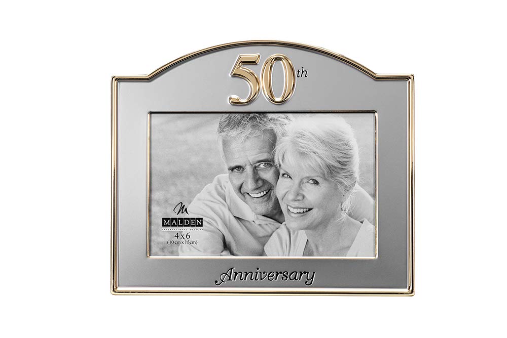 Malden International Designs Wedding 50th Anniversary Two Tone Picture Frame, 4x6, Gold/Silver