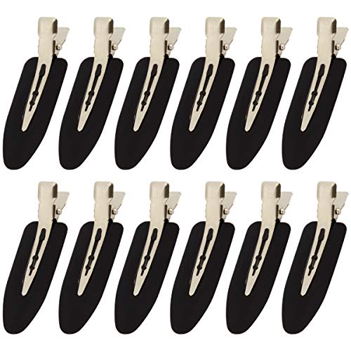 Madholly 12 pieces No Bend Hair Clips, Curl Pin Clips, No Crease Hair Clips for Makeup, Black