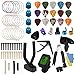 Kit Accessoire Guitare,TTCR-II 78 Pièces avec Support Guitare，Capodastre Guitare,15 Mediator Guitare,3 set Cordes Guitare Acoustique,Accordeur de Guitare,Enrouleur de Cordes,Sangle de Guitare etc.…