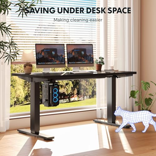 Image of FLEXISPOT EN2 55''x28'' Electric Standing Desk with PC Stand Bundle, 1 inch Whole-Piece Desktop, Easy-to-Install Hanging Design PC Mount, Bundle for Home Office, Game & Small Spaces, Black