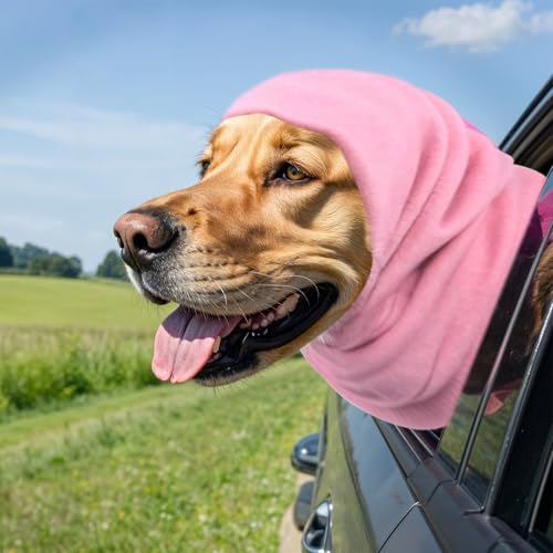 Image of oruola 3pcs Ear Covers for Dogs, Cotton Dog Ear Wrap, Soft,Breathable and Warm Ears Wraps for Dog, for Noise Grooming Anxiety Calming (Black, Purple, Pink)