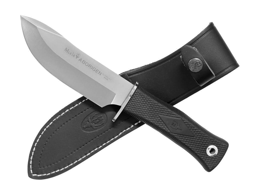 LO TRINCO YO Muela Cuchillo ABORIGEN-13 G hoja de acero Inoxidable 420 Nitro 42 de 13 cm y empuñadura de goma para Caza, Pesca, Supervivencia y Bushcraft