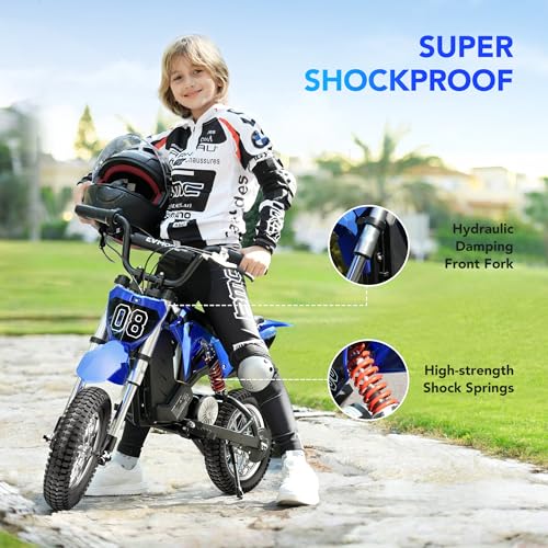Evmore EM-ED01 36V 350W Kids Electric Dirt Bike - Fast Speed Electric Motorcycle Up To 16 Mph & 10 Miles Long-Range, 3-Speed Modes, Twist Grip Throttle, Dual Suspension & Brakes For Kids Ages 5-8 thumb #5
