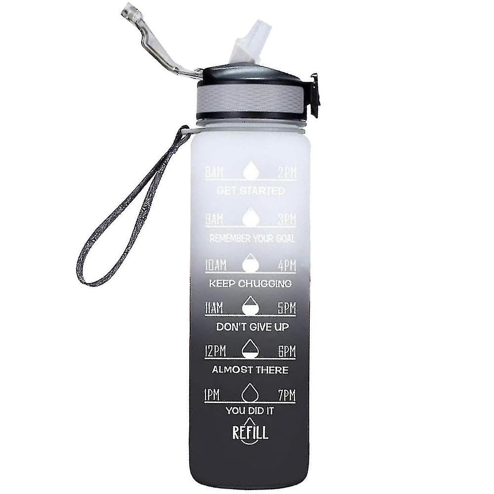 JOYHAPPST 1000ml Free Motivational Sports Jug With Time Marker Outdoor Fitness Mug Gradient Color Mug Outdoor Frosted Water Bottle