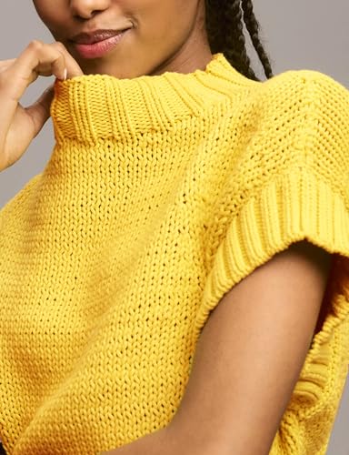 Image of Womens Mock Neck Cap Sleeve Sweater Vest Casual Solid Cropped Tank Tops Pullover Sweaters