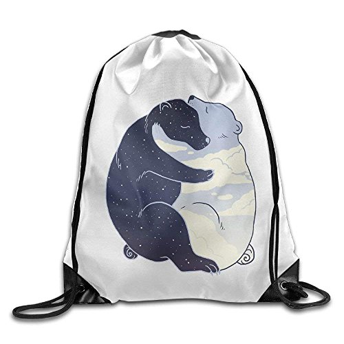 Bear Hugs Together Print Drawstring Backpack Rucksack Shoulder Bags Gym Bag Sport Bag