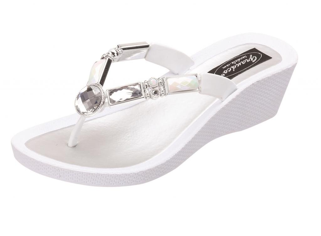 Women's 26255E Bamboo Wedge Jeweled Waterproof Molded Sole Summer Thong Sandals
