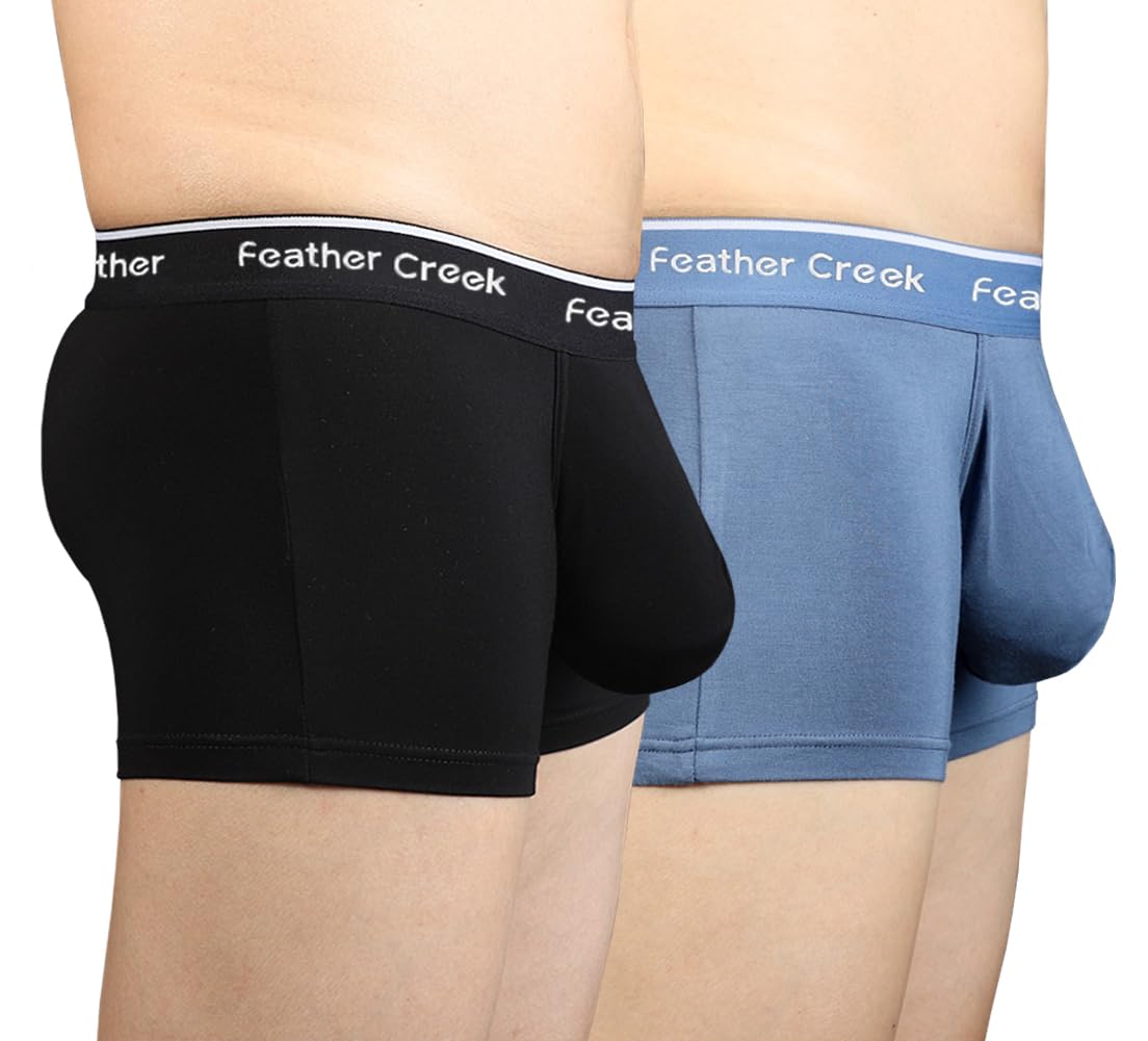 Mens Pouch Trunks Separate Big Enhance Underwear Briefs Comfy Mid-Rise Pouch Bikini Brief Boxer Briefs