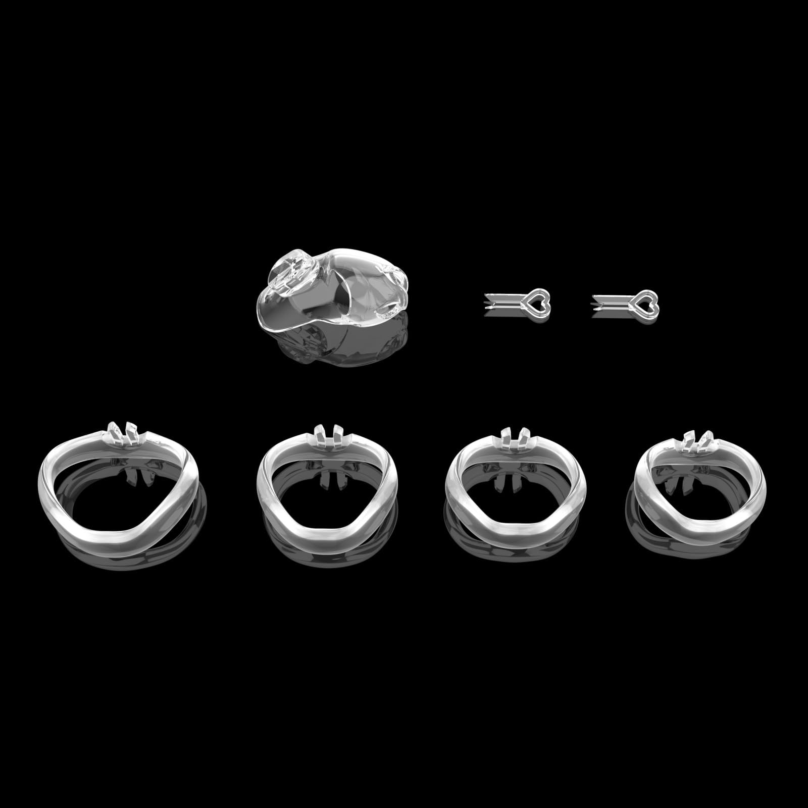Chastity Cage Man Cage de Chasteté pour Pénis avec Ceinture et 4 Anneaux Différents Sex Toys Homme Petit et Respirant Cage Chastetée avec Serrure pour Bondage le Pénis (Transparent,L)