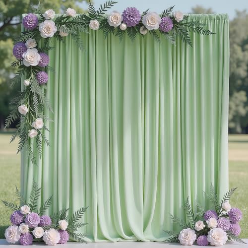 Wokceer Sage Green Backdrop Curtain for Parties Backdrop Drapes 10x10FT
