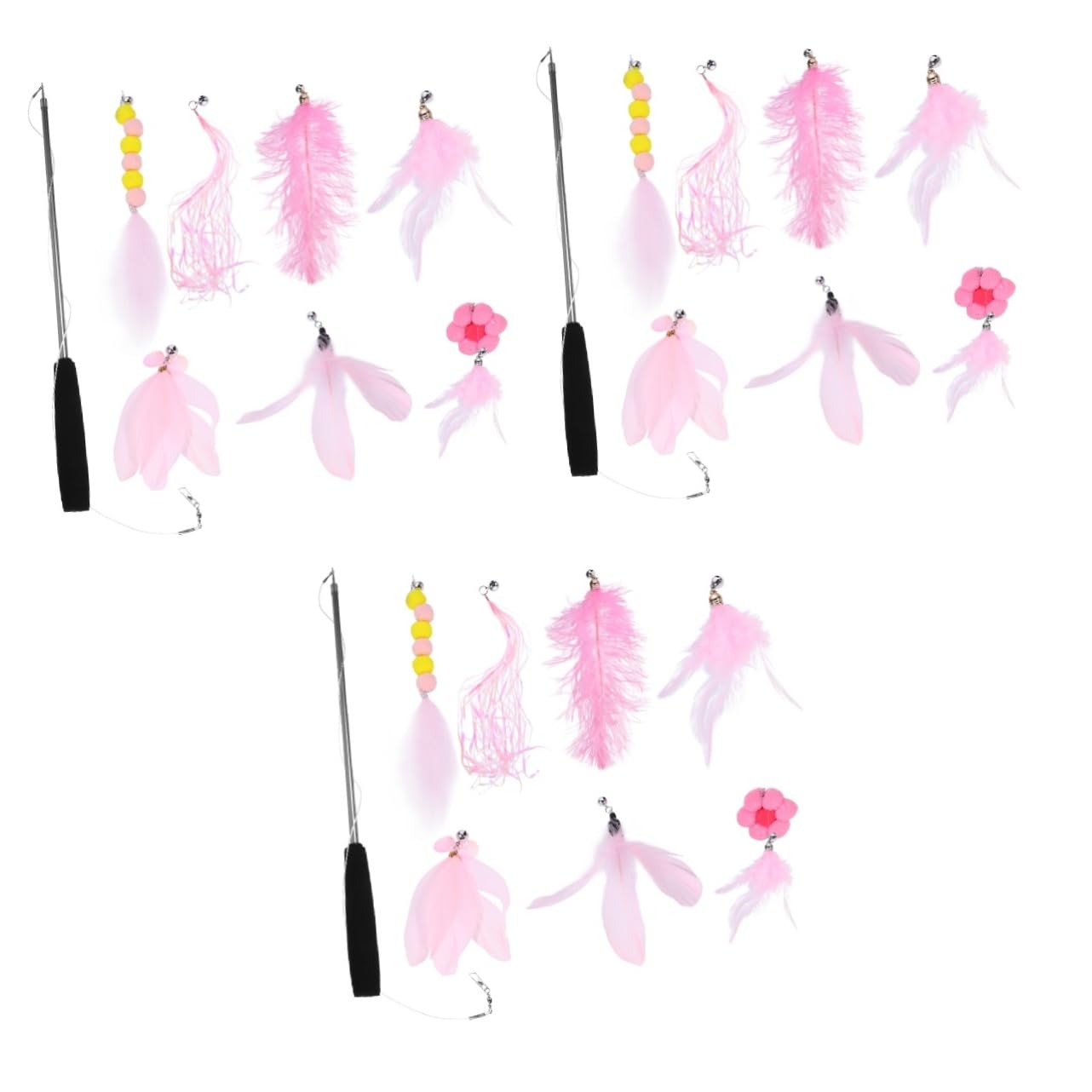 minkissy Lot De 3 Cannes À Pêche pour Chat avec 7 Réversibles pour Jeux D'intérieur (7 Pièces X 3)