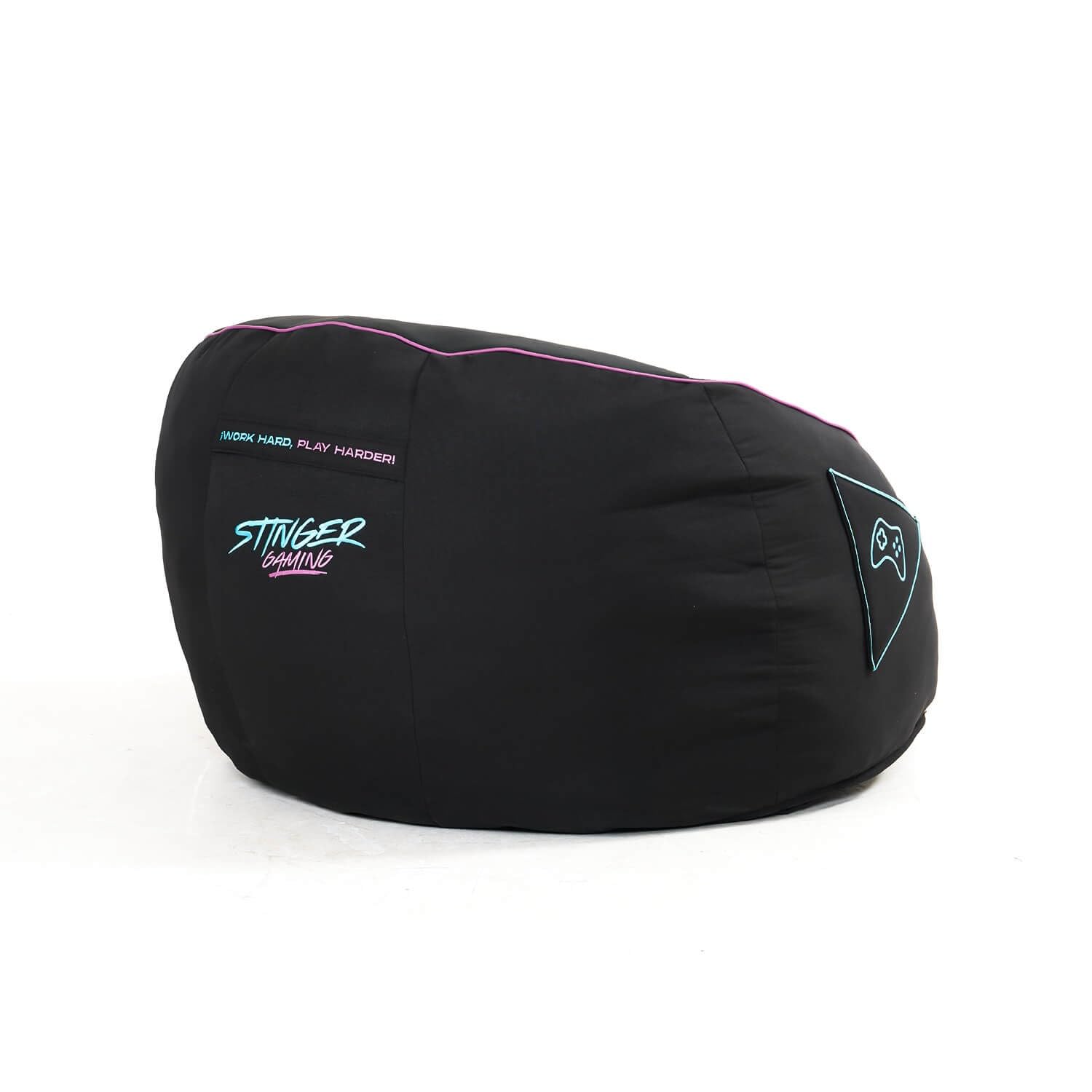 Woxter Stinger Puff Gaming - Ergonómico, Sillón para Juegos, Relleno Incluido, Tela Antimanchas y Transpirable, (Black & Blue)