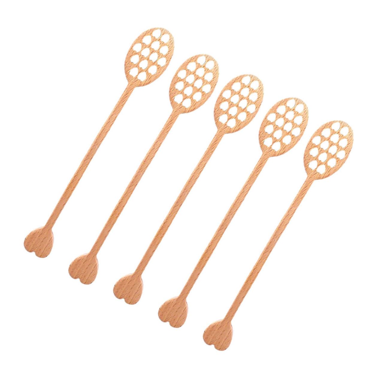 Unomor 5Pcs Mixing Sticks Long Handle Honey Spoons for Drizzling and Stirring Server for Honey Jars and Cooking