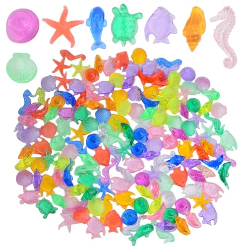 Image of 200g(About 150pcs) Mini Acrylic Ocean Animals Starfish Ornaments Plastic Seashells Under The Sea,Sea Shells for Crafting Fish Tank Potted Micro Fairy Garden Dollhouse