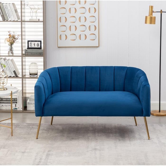 Image of 2-Seater,Loveseat Sofa Couch for Home and Living Room Bedroom & Office and Hallway Sofa (Blue)
