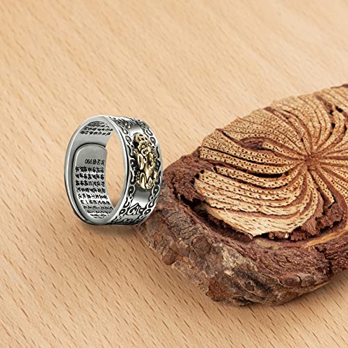 JAJAFOOK 990 Sterling Silver FENG Shui PIXIU MANI Amulet Lucky Wealth Buddhist Jewelry Adjustable Ring3
