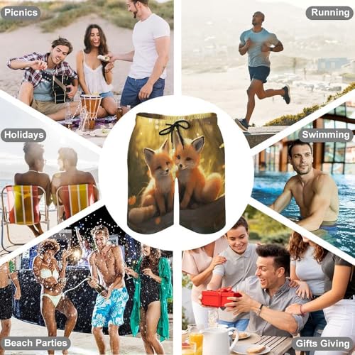 Men's Swim Trunks Quick Dry Board Shorts with Pockets Beach Shorts Cute Foxes Bathing Suits for Men4