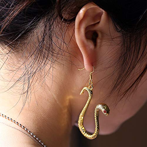 One Pair of Boa Hancock Pirate Empress Gold Snake Cosplay Earrings3