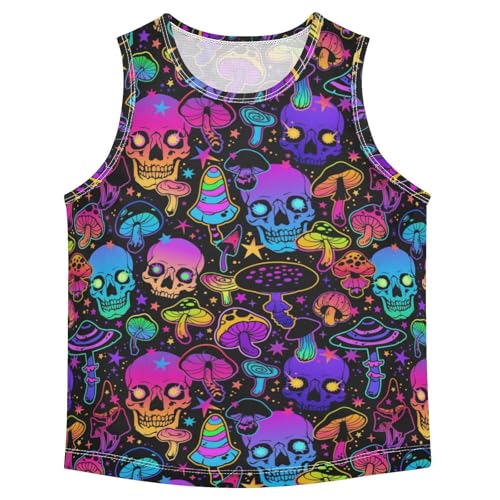 susiyo Bright Mushrooms and Skulls Boys Sleeveless Tank Top Toddler Athletic T Shirts