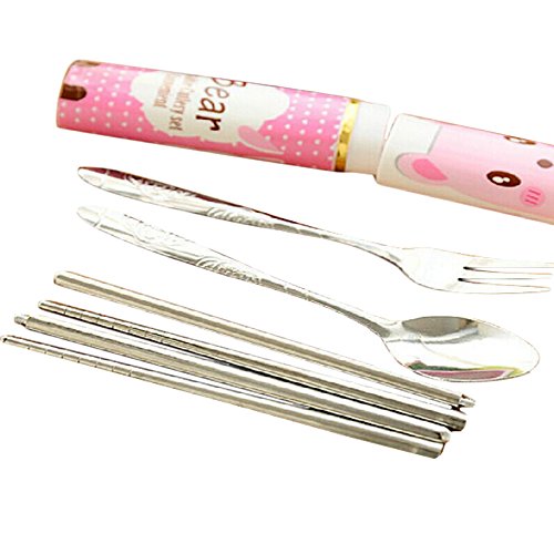 3 pcs Toddler Baby Travel Flatware Stainless Steel Cutlery Set